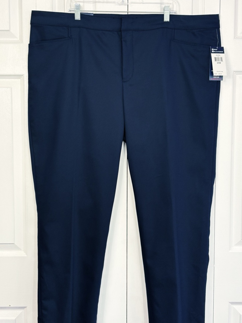 NWT Chaps Blue Super Stretch Slimming Fit Perfectly Polished Pants 24W